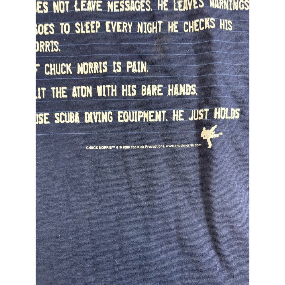Vintage Y2K Chuck Norris Mens Large Blue Joke Humor Graphic Print Streetwear - Picture 2 of 4